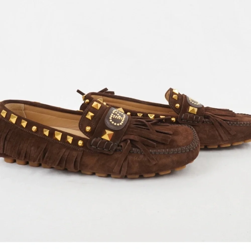 Valentino Women's Brown Suede Driver Loafers in EU Size 40 - Picture 2 of 15